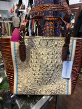 Load image into Gallery viewer, Brahmin beige &amp; brown Leather reptile texture Tote Purse
