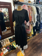Load image into Gallery viewer, STAUD Black &amp; Gray Silk Blend lace detail midi Dress
