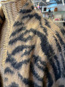zadig & voltaire brown & black Mohair blend Tiger Open front Sweater Coat, Size S