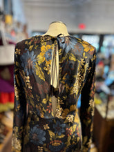Load image into Gallery viewer, Veronica Beard black &amp; multi Silk Blend Floral Maxi longsleeve Dress
