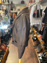 Load image into Gallery viewer, Michael Hoban Brown genuine leather worn in look belted Jacket, AS IS tear in lining, Size L

