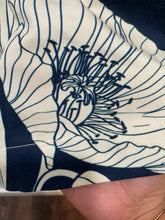 Load image into Gallery viewer, Eleanor Leftwich blue &amp; ivory Cotton poppies stretch waist Shorts, Size S

