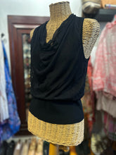 Load image into Gallery viewer, Simkhai Black Rayon Blend sleeveless mesh detail Top
