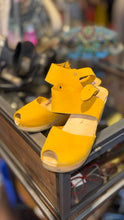 Load image into Gallery viewer, BRYR Mustard wood &amp; leather peep &amp; sling clog Shoe, Gently Worn, Size 39
