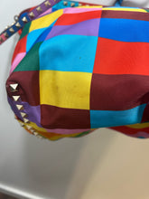 Load image into Gallery viewer, Valentino multi color Nylon Checkered Large Tote W/Gold Studs, AS IS
