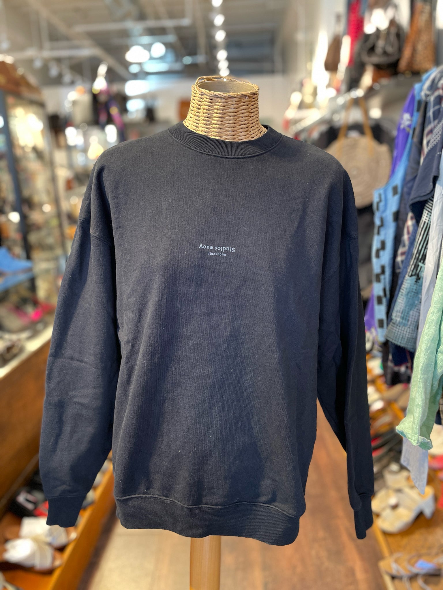 Acne Studios Black Cotton Oversized Sweatshirt, Size XXS