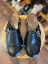 Load image into Gallery viewer, Ganni Black &amp; silver Leather clogs, Duster Incl., Size 38
