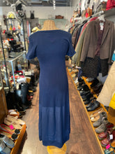 Load image into Gallery viewer, Max &amp; Moi Blue Silk Short sleeve Dress W/trim, Size M
