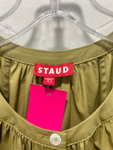 Load image into Gallery viewer, STAUD olive Green Cotton Blend button down puff sleeve Dress, Size XS

