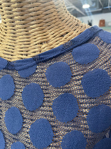 Krista Larson Blue Nylon Circles mesh longsleeve Top, Size One Size