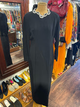 Load image into Gallery viewer, The Row Black Viscose blend rhinestone collar Maxi Gently Worn Dress
