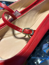 Load image into Gallery viewer, Gianvito Rossi Red Leather Flat W/gold Buckle Shoe, Size 42
