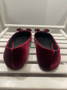 Ferragamo ruby red Velvet Size 6/7 Flat ballet core Shoe