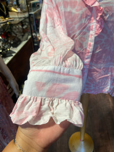 V.DE. Vinster. Pink & White Cotton Floral Ruffled collar Top, Size M