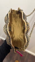 Load image into Gallery viewer, Kayu Cream &amp; Black Raffia Shell Crossbody Purse
