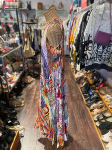 Johnny Was peach & beige Viscose blend Floral Sleeveless maxi Dress, Size M