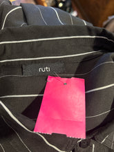 Load image into Gallery viewer, RUTI Black &amp; White striped button down belt detail Dress

