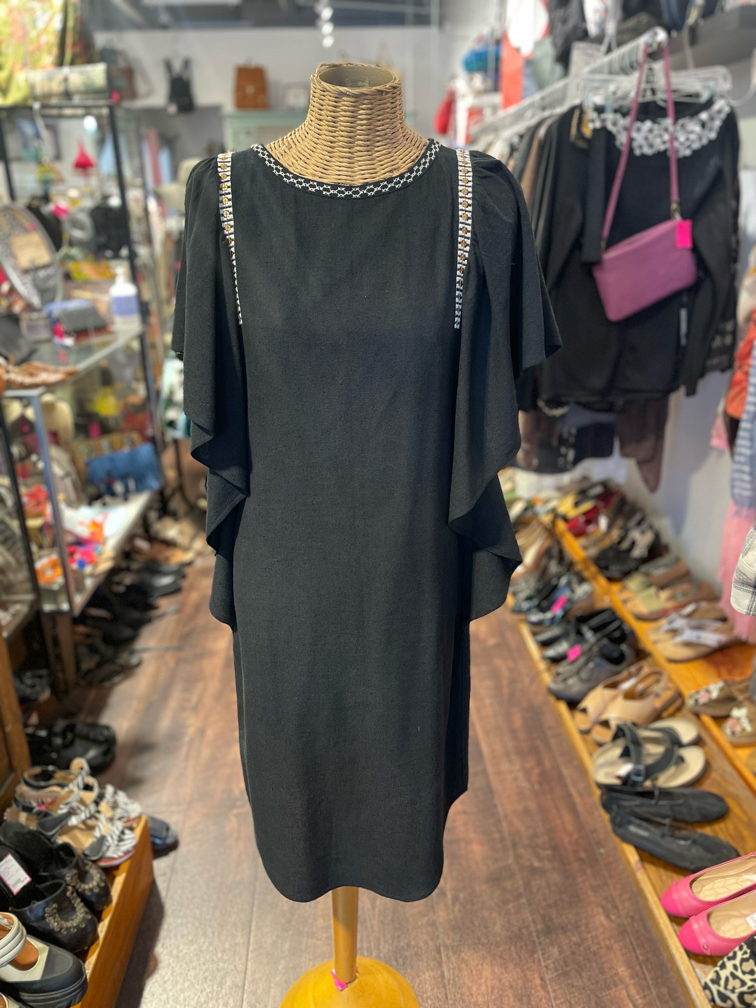 Ulla Johnson Black 100% silk embroidered back Dress, Size 2