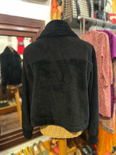 Load image into Gallery viewer, RUTI Black Polyester fuzzy Cropped asymmetrical Jacket
