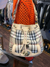 Load image into Gallery viewer, Burberry Tan Leather Nova check Size Small bucket Purse
