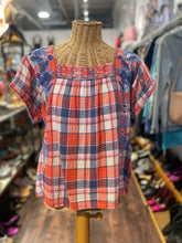 Load image into Gallery viewer, Johnny Was Workshop orange, blue, white Cotton Blend floral embroidery Top, Size L
