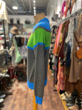 Load image into Gallery viewer, Drumohr Blue, green &amp; grey 100% cashmere striped Crew Neck Sweater, Size 44
