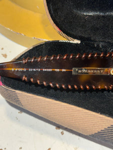Burberry Tortoise Oversized leather Whipstitch Sunglasses, Prescription lenses, Case Incl.