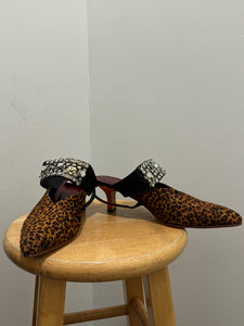 Rachel Comey brown, black, red Calf Hair W/Gemstones kitten heel Shoe, Size 9