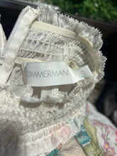 Load image into Gallery viewer, zimmermann bone &amp; multi Ramie Floral sheer long sleeve Top, Size 0=XS

