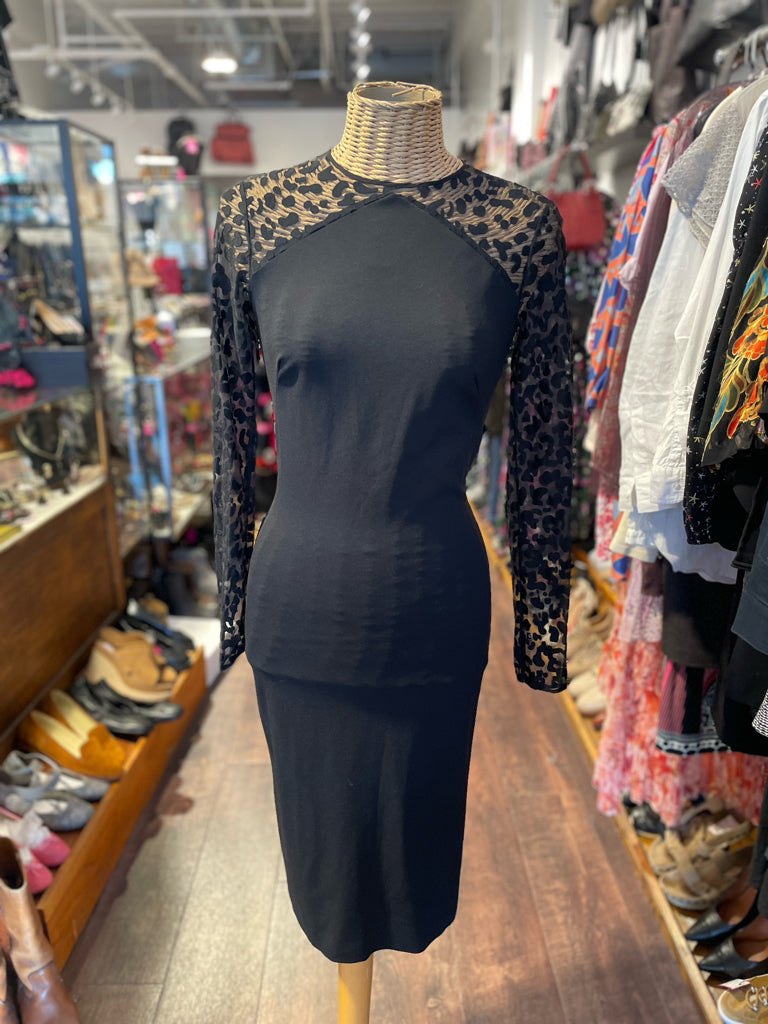 stella mccartney long sleeve dress Stella McCartney Black Blend sheer accents Longsleeve Dress, Size Missing,  Size S