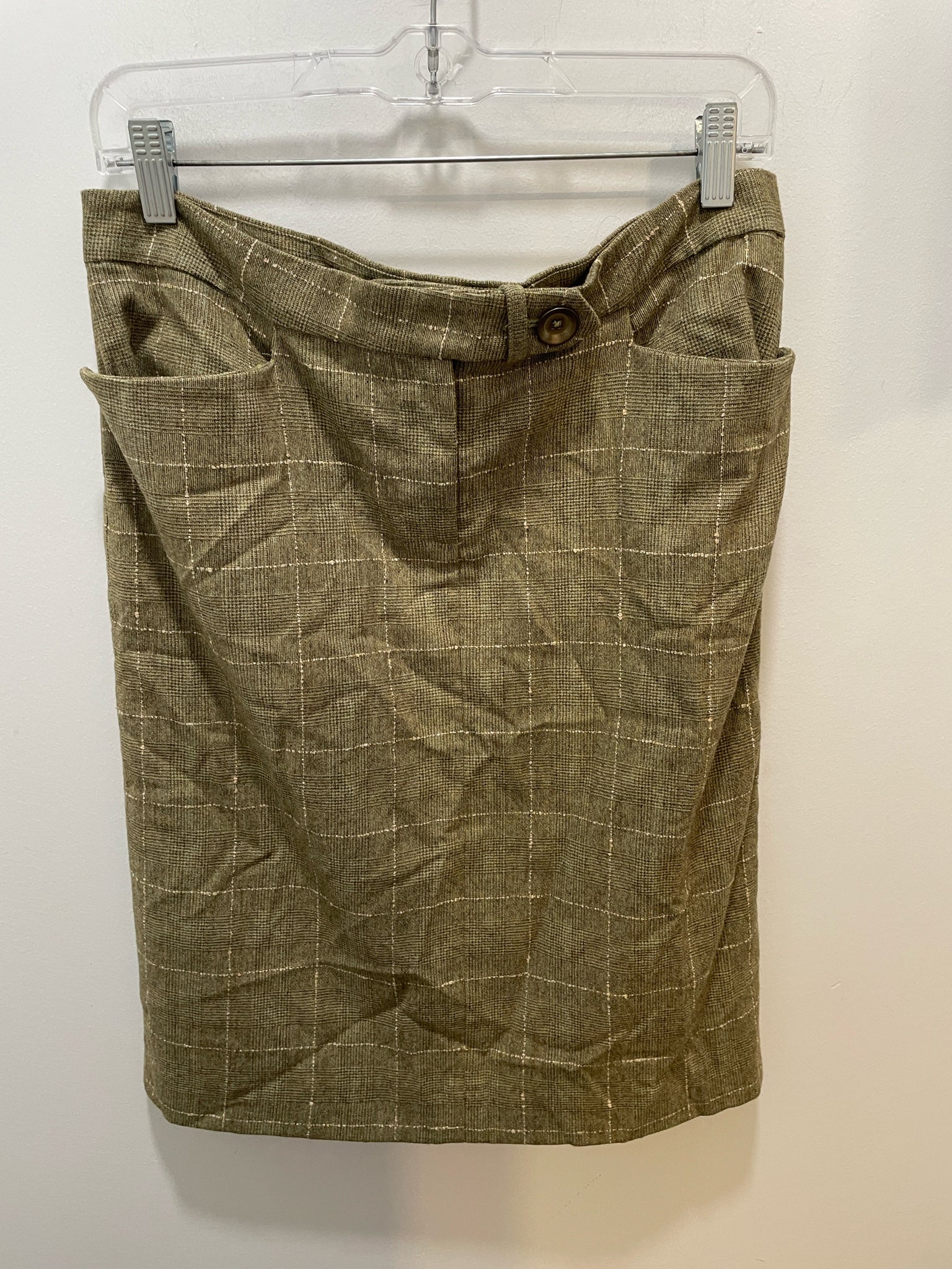 Erica Tanov Green Checkered pencil tweed skirt, Size 2=M