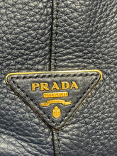 Load image into Gallery viewer, Prada Navy Leather Embossed Hobo Purse, Duster &amp; Cards incl.
