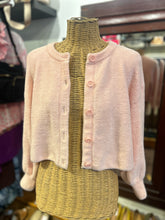 Load image into Gallery viewer, Alice + Olivia Pink Nylon Blend fuzzy Cropped Button Up Sweater
