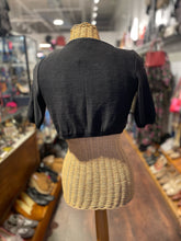 Load image into Gallery viewer, Moschino Cheap&amp;Chic Black Wool flower Cropped cardigan Sweater, Size S
