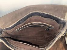 Load image into Gallery viewer, Bed Stu Grey Leather Distressed Size Medium brass accents Purse
