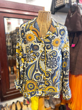 Load image into Gallery viewer, Heirlome multicolor Silk Psychadelic Longsleeve Buttons Top

