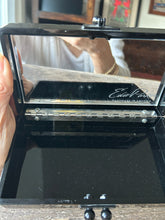 Load image into Gallery viewer, edie parker Black &amp; silver Acrylic Stripe clutch Purse, gently worn
