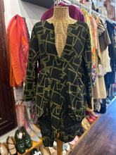 Load image into Gallery viewer, Heydari Green and black Polyester Abstract open longsleeve Jacket
