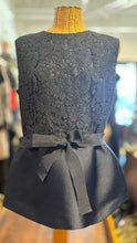 Load image into Gallery viewer, Carolina Herrera Navy Lace peplum Belted Top, Size 12
