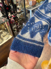 Load image into Gallery viewer, Isabel Marant Etoile Blue &amp; Gray Mohair blend Geometric Longsleeve Fuzzy Sweater

