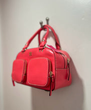 Load image into Gallery viewer, Kate Spade Hot Pink Leather Logo Size Small bowler Purse
