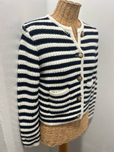 Load image into Gallery viewer, ba&amp;sh Black &amp; White cotton &amp; polyamide stripes Button up knit Sweater
