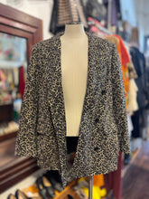 Load image into Gallery viewer, The Kooples Black &amp; Gold Cotton Blend Leopard Blazer
