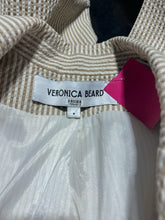 Load image into Gallery viewer, Veronica Beard White &amp; beige Cotton Blend Stripe Blazer cinched sleeves Jacket
