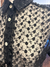 Load image into Gallery viewer, Dolce &amp; Gabbana Black Lace Floral Button up sheer Top, Size 44
