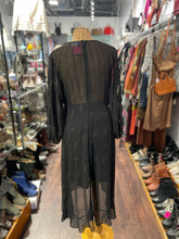 Load image into Gallery viewer, The Kooples Black Viscose Paisley v neck sheer Dress, Size 3=L
