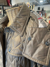 Load image into Gallery viewer, Burberry Tan Quilted Hooded belted button down Jacket, Size M
