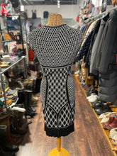 Load image into Gallery viewer, Alexander McQueen Black &amp; White Viscose Printed pleated accent bodycon Dress, Size XS
