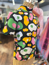 Load image into Gallery viewer, nooworks multi color Cotton Blend Abstract Mock Collar short sleeve Top

