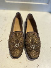 Load image into Gallery viewer, donald j pliner Nutmeg canvas Size 9 beading loafer Shoe
